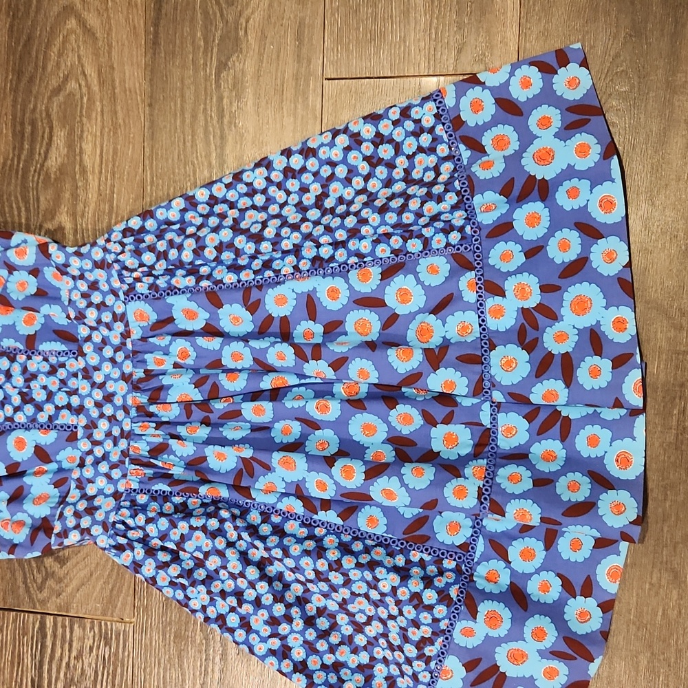 kate spade Blue Mixed Floral Sleeveless Fit-and-Flare Dress - Picture 6 of 16